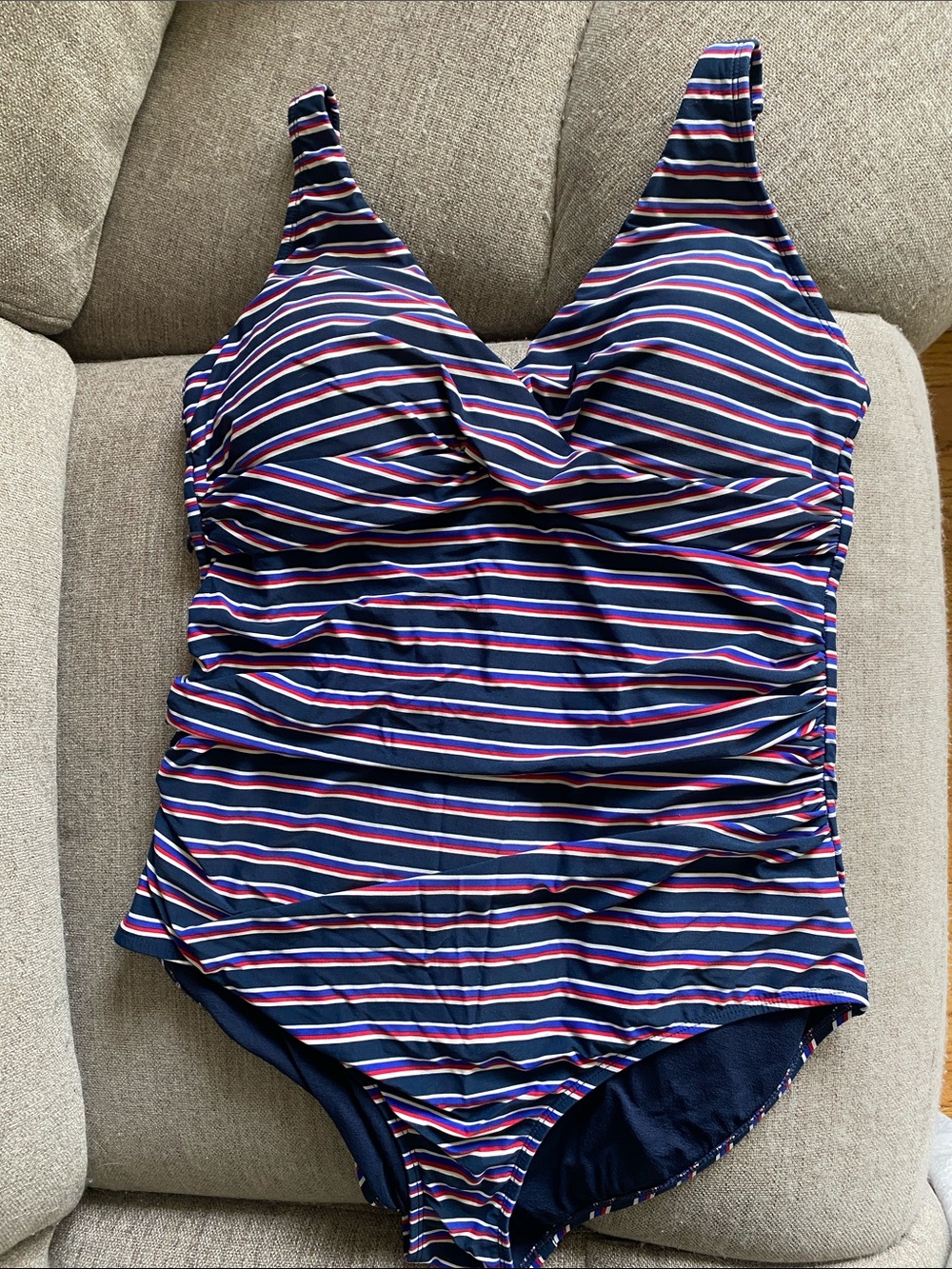 Striped Navy One-Piece Swimsuit - Classic Women's Swimwear